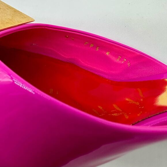 Valentino Garavani One Stud Pink Patent Leather Mules Heels EU 37.5 US 7.5 - Picture 11 of 13